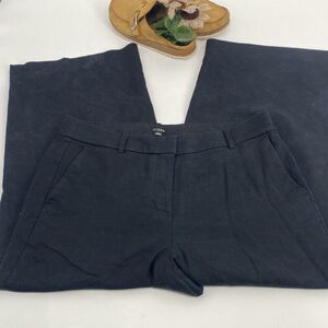 J. Crew Women's Stretch Linen Blend Straight Leg Pants‎ Charcoal Size 14